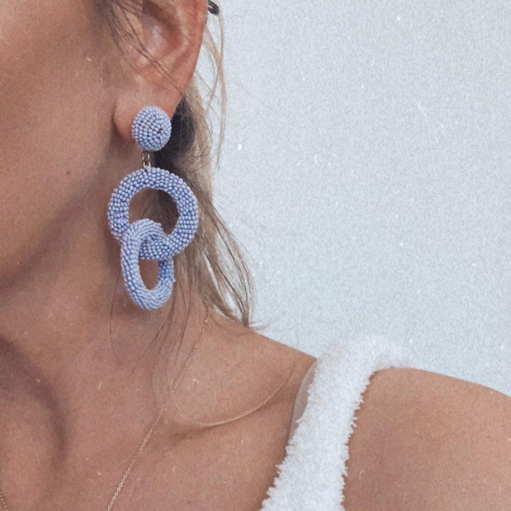 Lilac beaded drop earrings